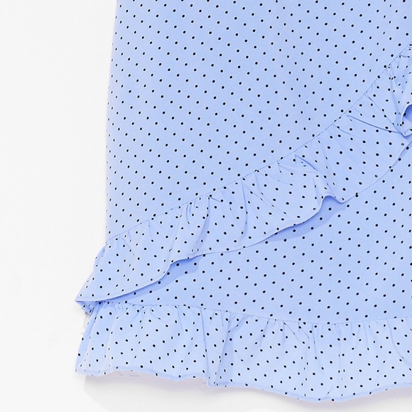 One Strap Polka Dot Baby Blue Doll Dress - Picture 5 of 6
